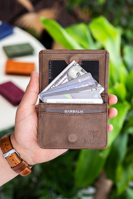 Zoozie Bags Tarjetero de Piel Marrón